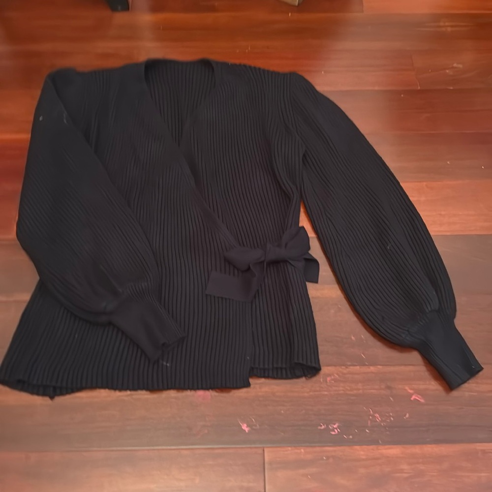 Beautiful Warm Black Wrap Sweater Large